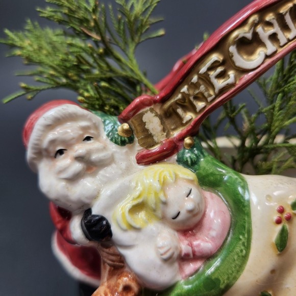 Vintage Fitz and Floyd Ceramic Creamer Vase Children Were Snuggled Santa 1993 - Picture 9 of 9